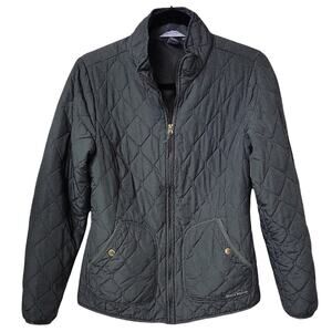 Eddie Bauer Green Quilted Full Zip Jacket Womens Size Small
